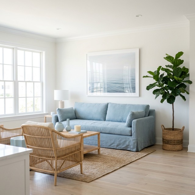 The same room redesigned in coastal style