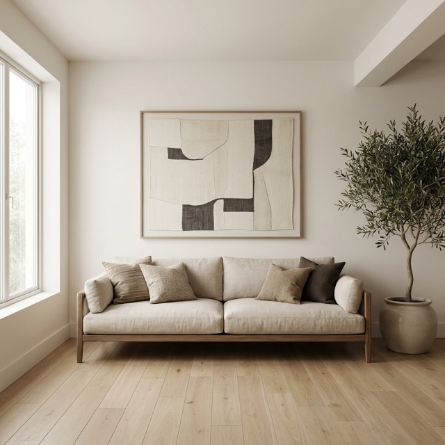A living room redesigned by Veyro in Japandi style